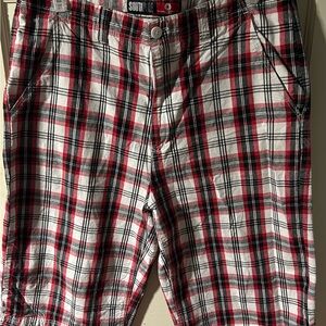 South Pole Red Black White Plaid Shorts Men’s Size 38
